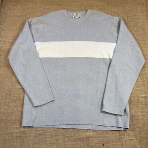 Vintage Ralph Lauren Polo Jeans Co. Men's Gray/White Stripe Cotton Sweater XXL